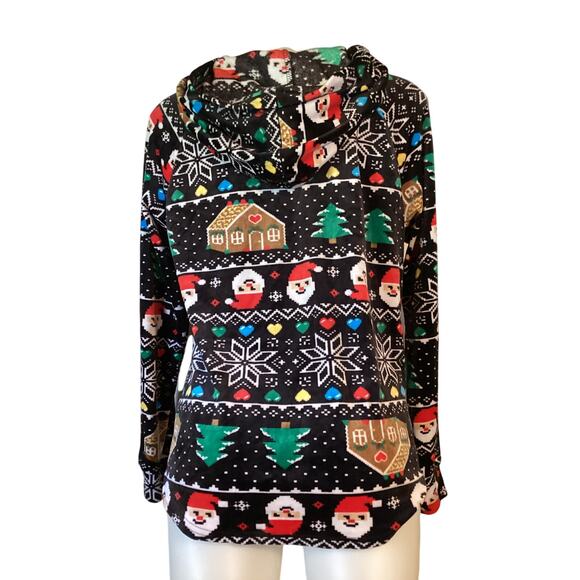 5042 No Boundaries Juniors Santa Gingerbread House Christmas Hoodie Sweatshirt - Picture 2 of 4